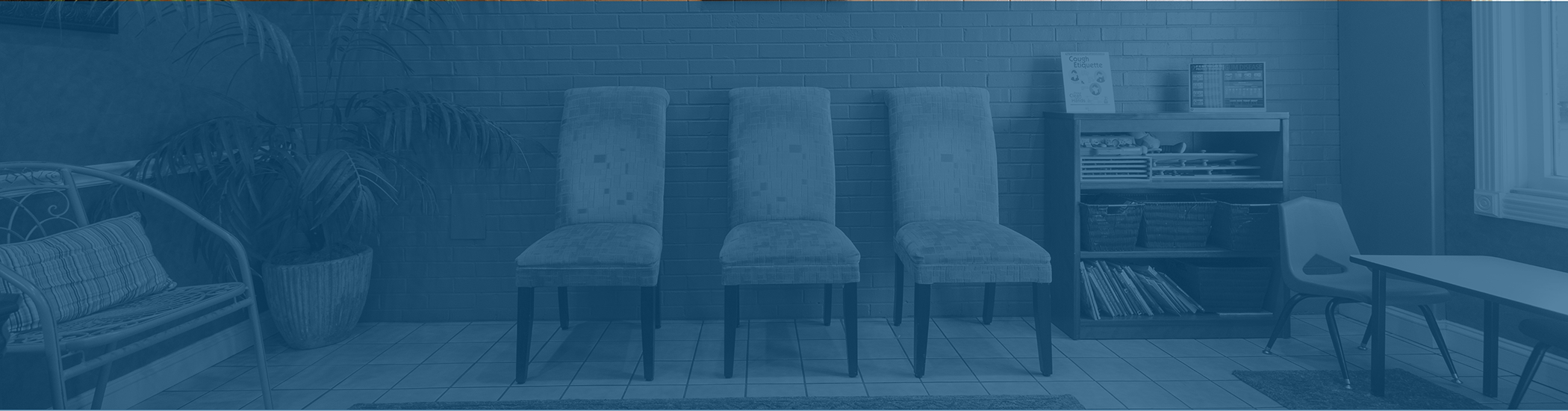 Row of chairs in a waiting room in a dental office in Corbin