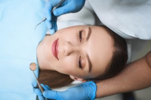 Relaxed woman at dental appointment